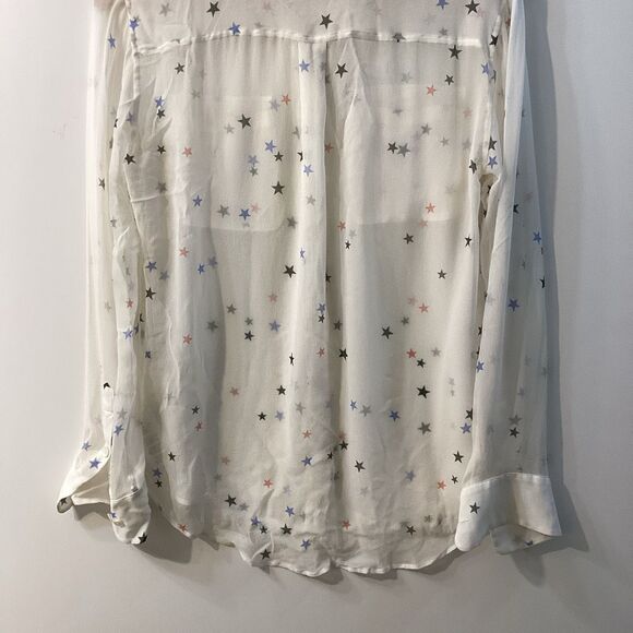 Equipment Star Print Silk Blouse Women’s Size XS Long Sleeve Multicolor Button U - Picture 11 of 16